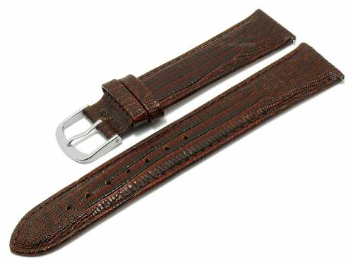 Meyhofer EASY-CLICK Uhrenarmband XL -Rosario- 16mm dunkelbraun Leder Teju-Pr�gung abgen�ht (Schlie�enansto� 16 mm) - Bild vergr��ern 