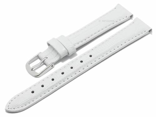 Meyhofer EASY-CLICK Uhrenarmband XL -Rosario- 12mm wei� Leder Teju-Pr�gung abgen�ht (Schlie�enansto� 12 mm) - Bild vergr��ern 