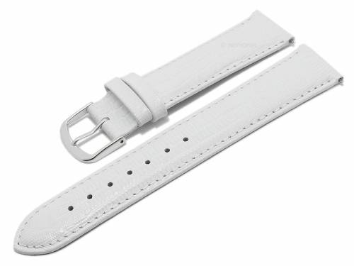 Meyhofer EASY-CLICK Uhrenarmband XL -Rosario- 18mm wei� Leder Teju-Pr�gung abgen�ht (Schlie�enansto� 18 mm) - Bild vergr��ern 