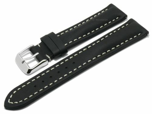 Meyhofer EASY-CLICK Uhrenarmband -Frisco- 24mm schwarz Leder helle Naht (Schlie�enansto� 20 mm) - Bild vergr��ern 