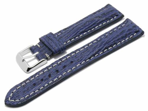 Meyhofer EASY-CLICK Uhrenarmband -Durban- 22mm dunkelblau echt Hai-Leder helle Naht (Schlie�enansto� 20 mm) - Bild vergr��ern 