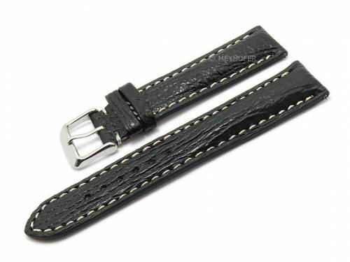 Meyhofer EASY-CLICK Uhrenarmband -Durban- 20mm schwarz echt Hai-Leder helle Naht (Schlie�enansto� 18 mm) - Bild vergr��ern 