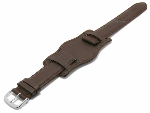 Meyhofer EASY-CLICK Uhrenarmband -Dunkirk- 21mm dunkelbraun Leder glatt mit Lederunterlage (Schlie�enansto� 20 mm) - Bild vergr��ern 