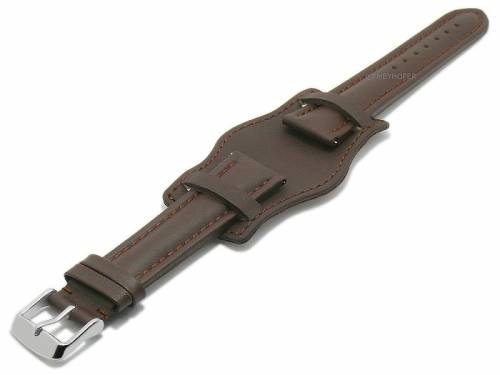 Meyhofer EASY-CLICK Uhrenarmband -Vannes- 20mm dunkelbraun Leder gepolstert mit Lederunterlage (Schlie�enansto� 18 mm) - Bild vergr��ern 