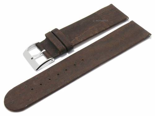 Meyhofer EASY-CLICK Uhrenarmband -Tavira- 16mm dunkelbraun echt Kork VEGAN matt (Schlie�enansto� 16 mm) - Bild vergr��ern 