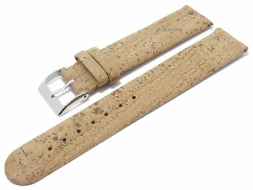 Meyhofer EASY-CLICK Uhrenarmband -Tavira- 22mm hellbraun echt Kork VEGAN matt (Schlie�enansto� 22 mm) - Bild vergr��ern 