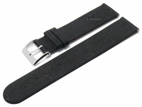 Meyhofer EASY-CLICK Uhrenarmband -Tavira- 16mm schwarz echt Kork VEGAN matt (Schlieenansto 16 mm) - Bild vergrern 