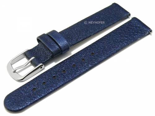 Meyhofer EASY-CLICK Uhrenarmband XS -Prado- 16mm dblau-metallic Leder ohne Bandnaht (Schlie�enansto� 16 mm) - Bild vergr��ern 