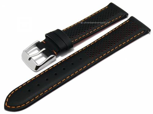 Meyhofer EASY-CLICK Uhrenarmband -Brady- 20mm Leder glatt matt sportives Design orange Naht (Schlieenansto 18 mm) - Bild vergrern 