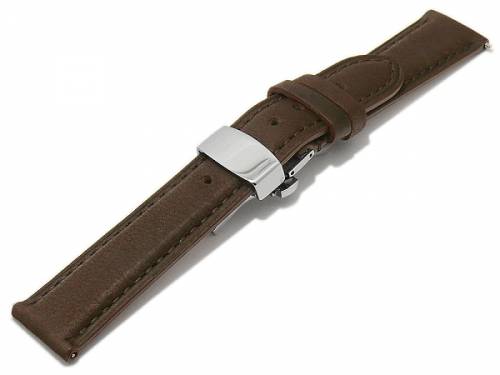 Meyhofer EASY-CLICK Uhrenarmband -Salary- 19mm dunkelbraun Leder Unterseite vegetabil mit Faltschlie�e (Schlie�e 18 mm) - Bild vergr��ern 