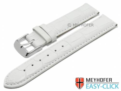 Uhrenarmband Meyhofer EASY-CLICK -Marseille- 22mm wei� Alligator-Pr�gung abgen�ht (Schlie�enansto� 20 mm) - Bild vergr��ern 