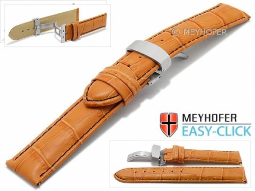Meyhofer EASY-CLICK Uhrenarmband -Nizza Special- 18mm orange Leder schwarze Naht Faltschlie�e (Schlie�enansto� 18 mm) - Bild vergr��ern 