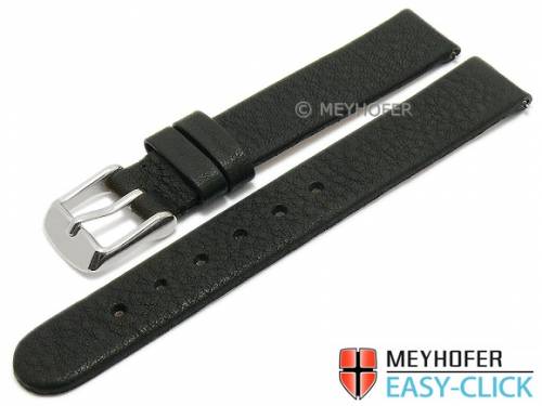 Meyhofer EASY-CLICK Uhrenarmband -Albany- 14mm schwarz Leder vegetabil ohne Naht (Schlie�enansto� 14 mm) - Bild vergr��ern 
