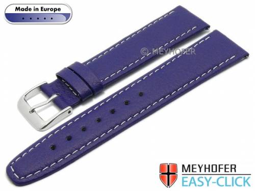Meyhofer EASY-CLICK Uhrenarmband -Save- 22mm dunkelblau Synthetik leder�hnlich helle Naht (Schlie�enansto� 20 mm) - Bild vergr��ern 