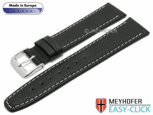 Meyhofer EASY-CLICK Uhrenarmband -Save- 18mm schwarz Synthetik leder�hnlich helle Naht (Schlie�enansto� 16 mm) - Bild vergr��ern 
