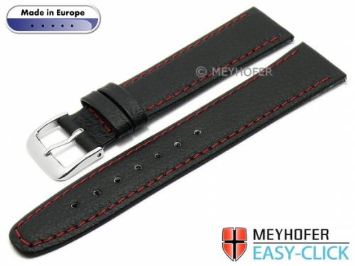 Meyhofer EASY-CLICK Uhrenarmband -Save- 18mm schwarz Synthetik leder�hnlich rote Naht (Schlie�enansto� 16 mm) - Bild vergr��ern 