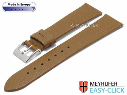 Meyhofer EASY-CLICK Uhrenarmband -Garda- 16mm hellbraun Leder Saffiano-Struktur ohne Naht (Schlie�enansto� 14 mm) - Bild vergr��ern 