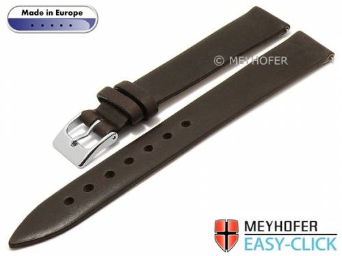 Meyhofer EASY-CLICK Uhrenarmband -Gargano- 12mm dunkelbraun Leder glatt ohne Naht (Schlie�enansto� 10 mm) - Bild vergr��ern 