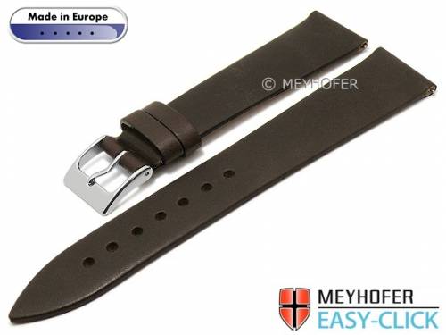 Meyhofer EASY-CLICK Uhrenarmband -Gargano- 16mm dunkelbraun Leder glatt ohne Naht (Schlie�enansto� 14 mm) - Bild vergr��ern 