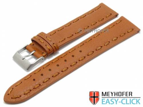 ABVERKAUF: Meyhofer EASY-CLICK Uhrenarmband -Glacier- 22mm hellbraun Leder genarbt matt abgen�ht (Schlie�enansto� 20 mm) - Bild vergr��ern 