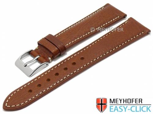 Meyhofer EASY-CLICK Uhrenarmband -Ferndale- 20mm mittelbraun Leder genarbt helle Naht (Schlie�enansto� 16 mm) - Bild vergr��ern 