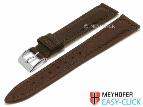 ABVERKAUF: Meyhofer EASY-CLICK Uhrenarmband -Trussville- 20mm dunkelbraun Leder genarbt abgen�ht (Schlie�enansto� 16 mm) - Bild vergr��ern 