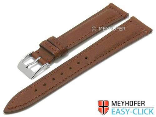 Meyhofer EASY-CLICK Uhrenarmband -Trussville- 18mm mittelbraun Leder genarbt abgen�ht (Schlie�enansto� 16 mm) - Bild vergr��ern 