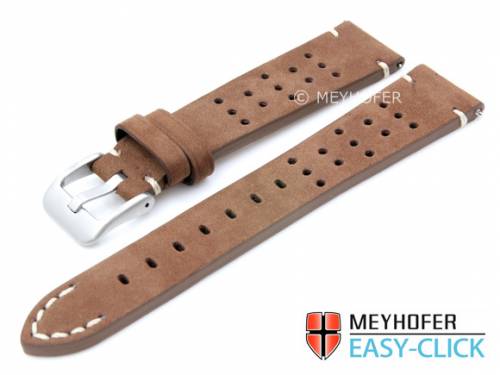 ABVERKAUF: Meyhofer EASY-CLICK Uhrband -Sonoma- 24mm mittelbraun Leder Racing-Look velourartig (Schlie�enansto� 22 mm) - Bild vergr��ern 