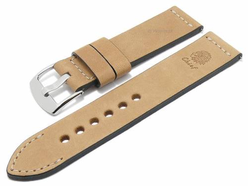 GERMAN MADE: Meyhofer EASY-CLICK Uhrband AMBERG - Motiv Chief 22mm hellbraun Leder vegetabil (Schlie�enanst. 22 mm) - Bild vergr��ern 