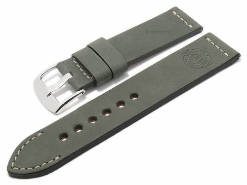 GERMAN MADE: Meyhofer EASY-CLICK Uhrband AMBERG - Motiv Germany 22mm grau Leder vegetabil (Schlie�enanst. 22 mm) - Bild vergr��ern 