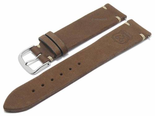 GERMAN MADE: Meyhofer EASY-CLICK Uhrband GREDING - Motiv Route 66 22mm d.braun Leder Antik-Look (Schlie�enansto� 20 mm) - Bild vergr��ern 