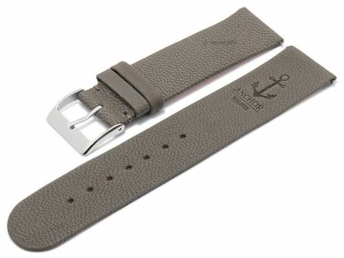 Meyhofer EASY-CLICK Uhrenarmband -Zermatt - Motiv Anchor- 22mm graubraun Ziegen-Leder genarbt (Schlie�enansto� 22 mm) - Bild vergr��ern 