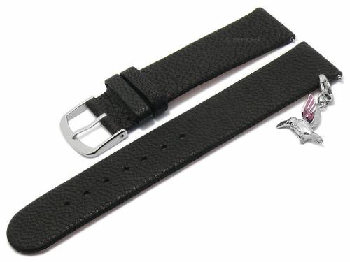Meyhofer EASY-CLICK Uhrenarmband -Zermatt - Charm Colibri- 18mm schwarz Ziegen-Leder genarbt (Schlie�enansto� 18 mm) - Bild vergr��ern 