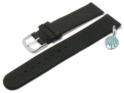 Meyhofer EASY-CLICK Uhrenarmband -Zermatt - Charm Shell- 22mm schwarz Ziegen-Leder genarbt (Schlie�enansto� 22 mm) - Bild vergr��ern 