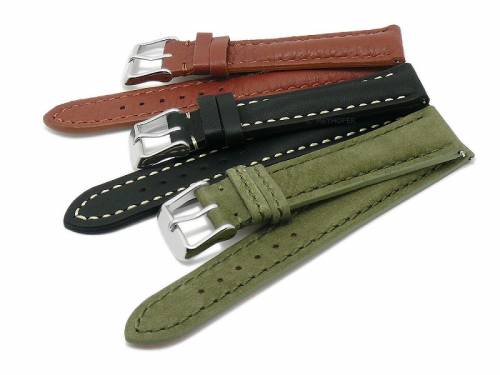Schnellwechsel-Uhrenarmb�nder 3er-Set CASUAL TRIO MIX 22mm hellbraun/schwarz/oliv Leder Meyhofer EASY-CLICK - Bild vergr��ern 