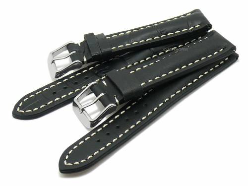 Schnellwechsel-Uhrenarmb�nder 2er-Set CASUAL DUO 24mm schwarz Leder Meyhofer EASY-CLICK - Bild vergr��ern 