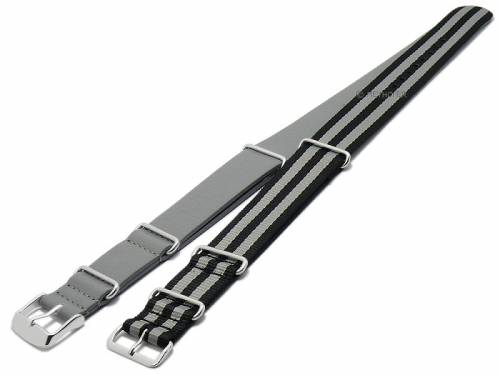 Uhrenarmb�nder 2er-Set NATO CLASSIC DUO 20mm mittelgrau/schwarz-grau Leder/Textil Durchzugsb�nder von MEYHOFER - Bild vergr��ern 