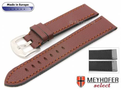 Uhrenarmband -Tamarit- 18mm rotbraun Leder genarbt abgen�ht von MEYHOFER (Schlie�enansto� 16 mm) - Bild vergr��ern 