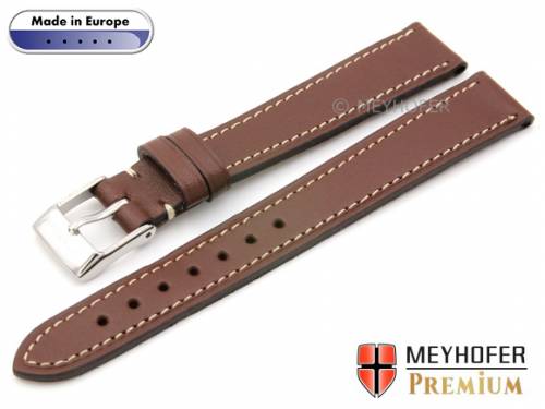 Uhrenarmband -Salamanca- 14mm mittelbraun Leder glatt helle Naht von MEYHOFER (Schlie�enansto� 12 mm) - Bild vergr��ern 