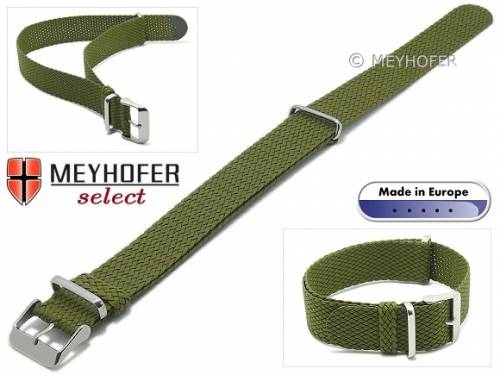 Uhrenarmband -Prattville- 20mm olivgr�n Perlon/Textil NATO-Look Durchzugsband von MEYHOFER - Bild vergr��ern 