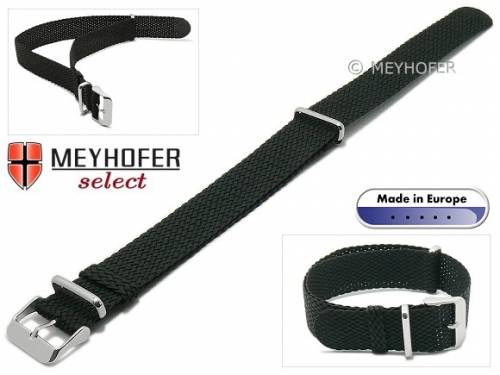 Uhrenarmband -Prattville- 20mm schwarz Perlon/Textil NATO-Look Durchzugsband von MEYHOFER - Bild vergrern 