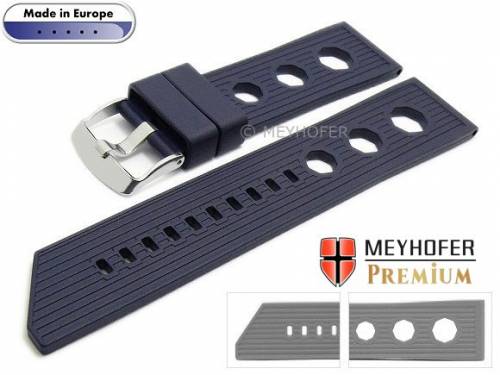 Uhrenarmband -Baracoa- 24mm dunkelblau Kautschuk Racing-Look von MEYHOFER (Schlie�enansto� 22 mm) - Bild vergr��ern 