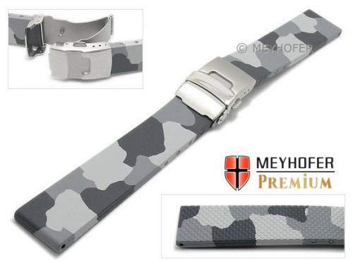 Uhrenarmband -Emden- 22mm grau camouflage Kautschuk von MEYHOFER (Schlie�enansto� 20 mm) - Bild vergr��ern 