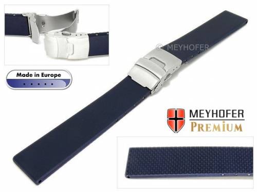 Uhrenarmband -Kiel- 24mm dunkelblau Kautschuk mit Faltschliee von MEYHOFER (Schlieenansto 20 mm) - Bild vergrern 