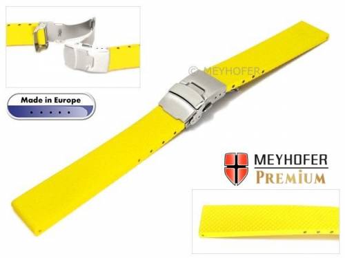 Uhrenarmband -Kiel- 24mm gelb Kautschuk mit Faltschlie�e von MEYHOFER (Schlie�enansto� 20 mm) - Bild vergr��ern 