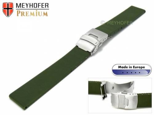 Uhrenarmband -Kiel- 22mm gr�n Kautschuk mit Faltschlie�e von MEYHOFER (Schlie�enansto� 20 mm) - Bild vergr��ern 