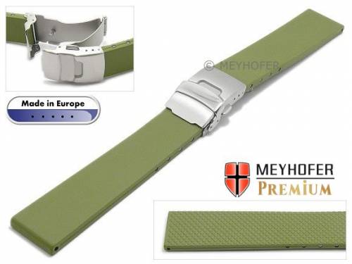 Uhrenarmband -Kiel- 20mm oliv Kautschuk mit Faltschlie�e von MEYHOFER (Schlie�enansto� 18 mm) - Bild vergr��ern 