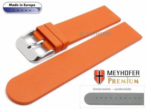 Uhrenarmband -Aracena- 18mm orange Kautschuk glatt matt von MEYHOFER (Schlie�enansto� 18 mm) - Bild vergr��ern 
