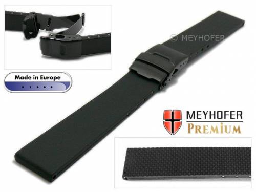 Uhrband -Wismar- 20mm schwarz Kautschuk mit schwarzer Faltschl. von MEYHOFER (Schlie�enansto� 18 mm) - Bild vergr��ern 