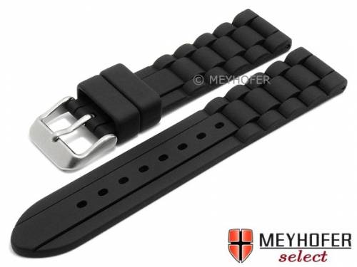 Uhrenarmband -Detroit- 20mm schwarz Silikon Metallband-Look matt von MEYHOFER (Schlie�enansto� 18 mm) - Bild vergr��ern 